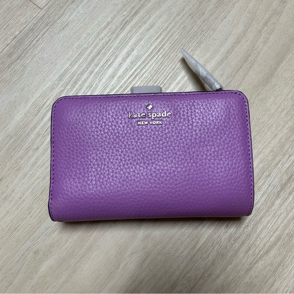 kate spade Handbags - New Kate Spade Lena Medium Compact Bifold Wallet Pebble Leather Wisteria